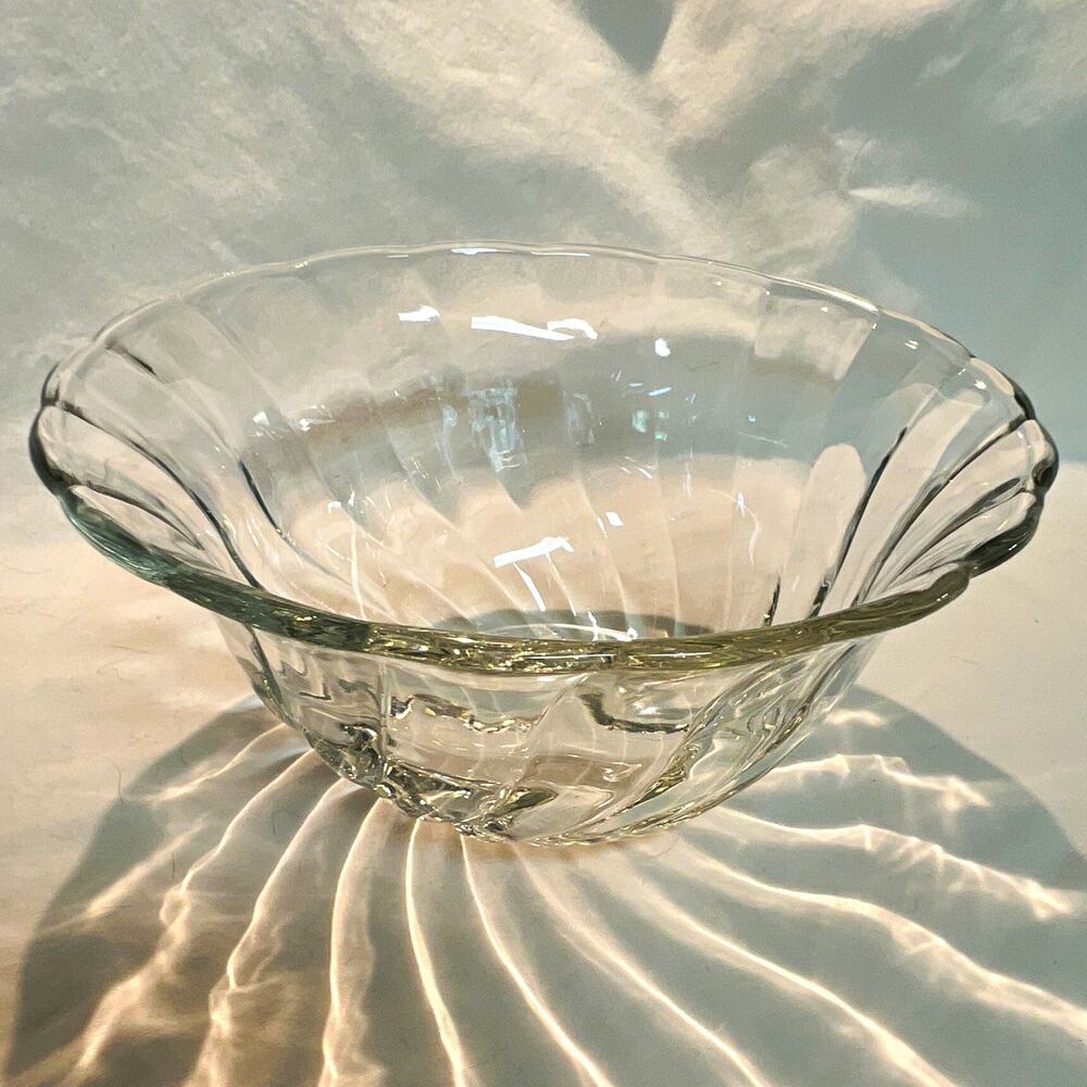 Vintage Federal Glass Rhythm Clear Swirl 6.5" Scalloped Bowl - Mold 33